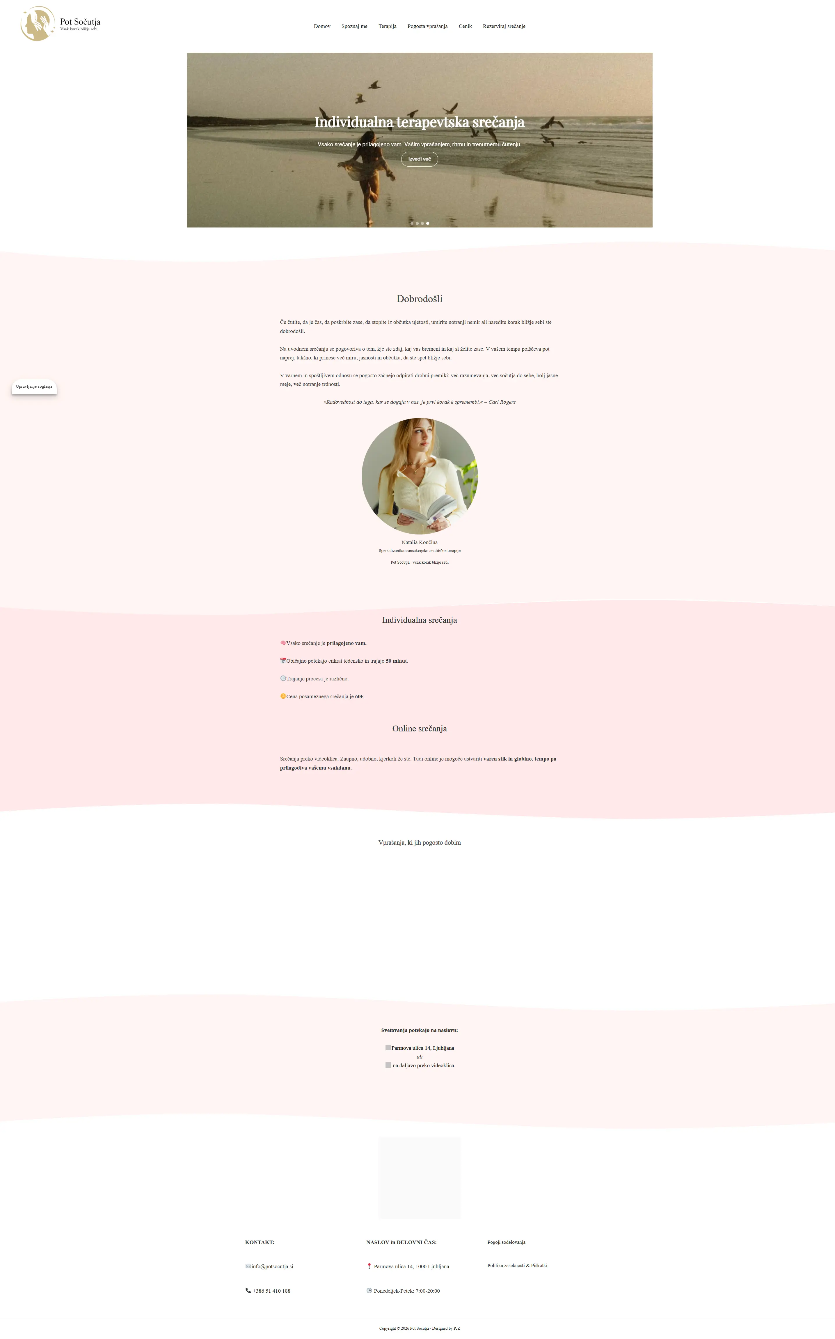 Pot Socutja website on desktop