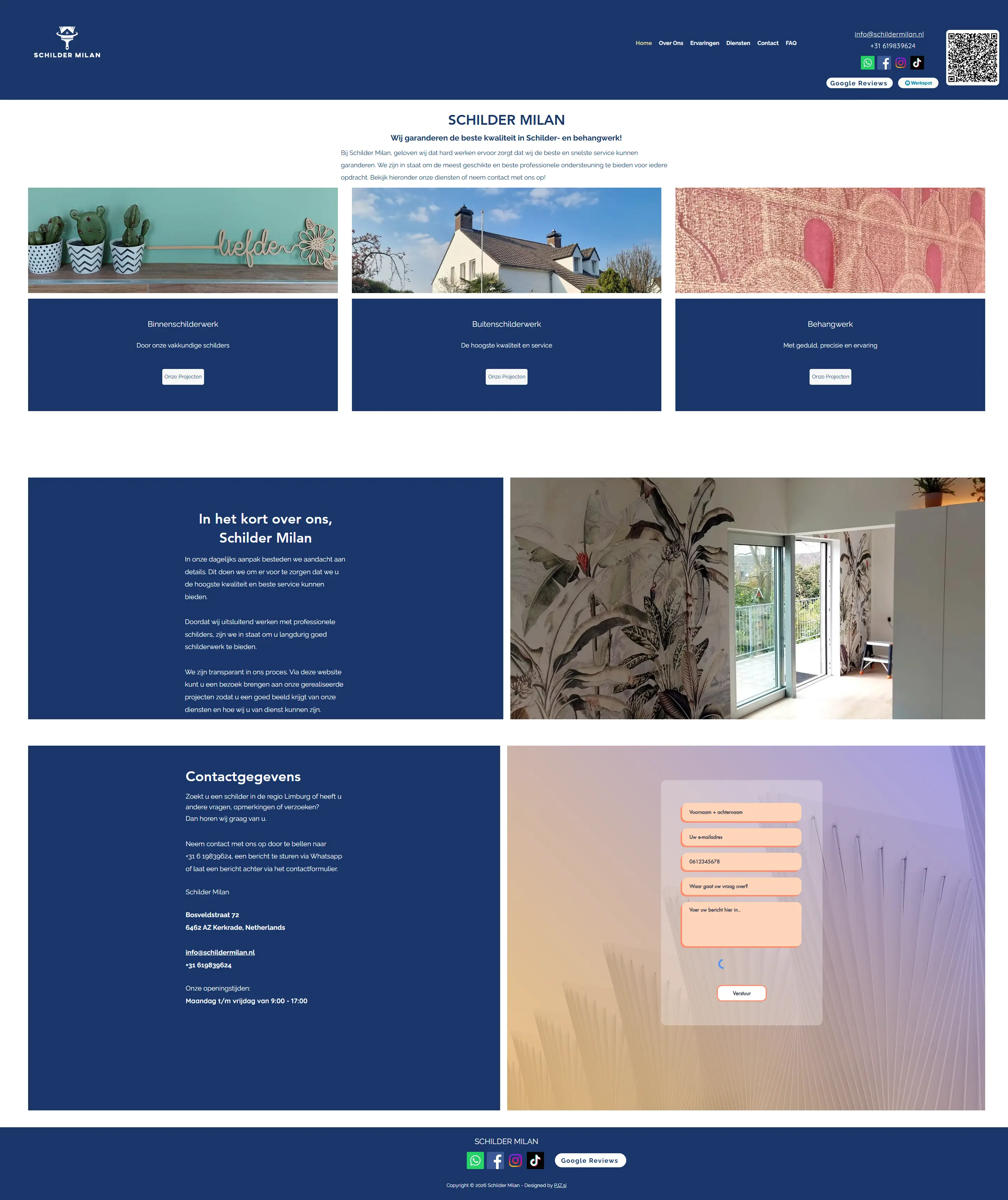 Schilder Milan website on desktop