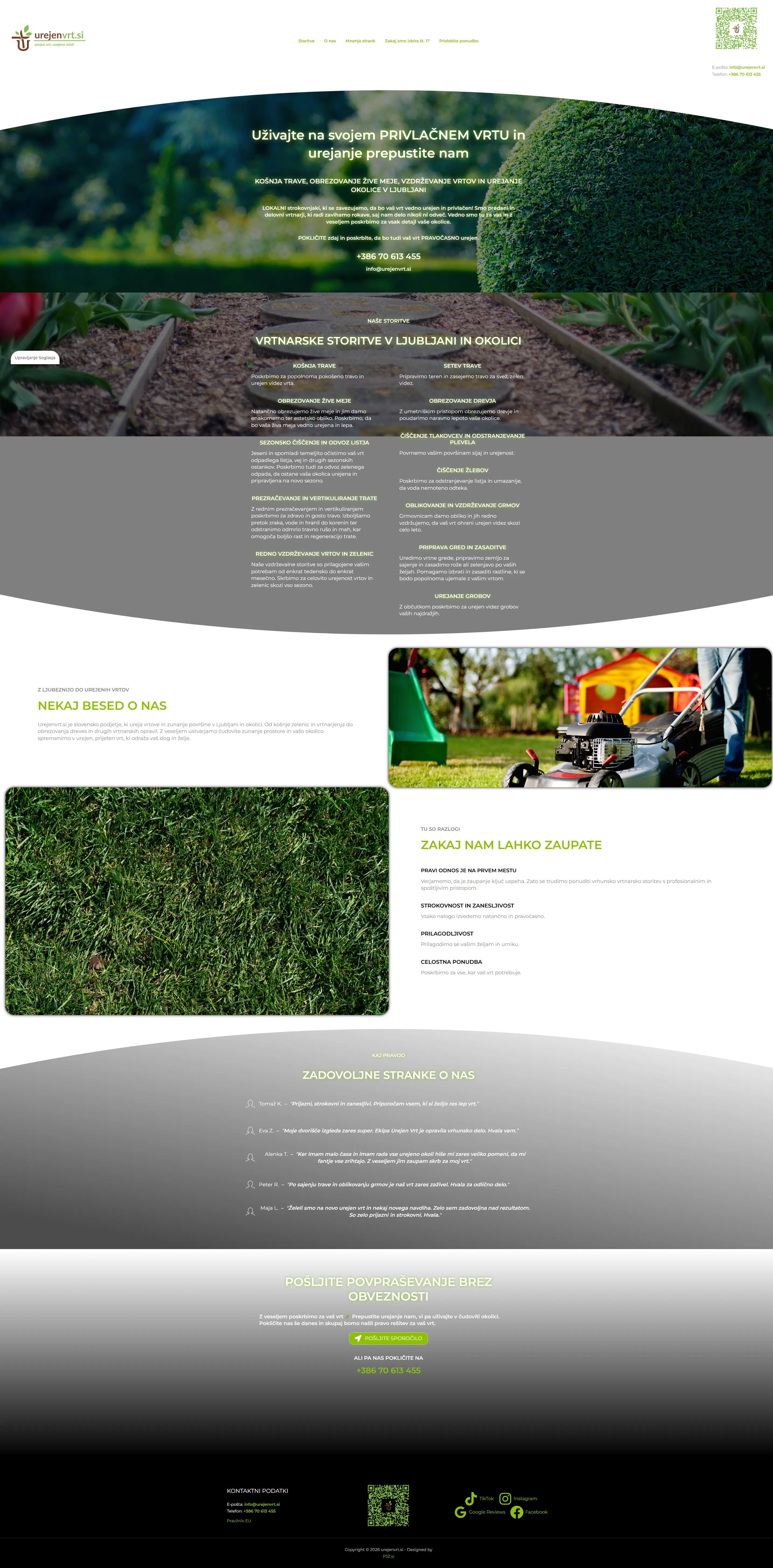 Urejen vrt website on desktop